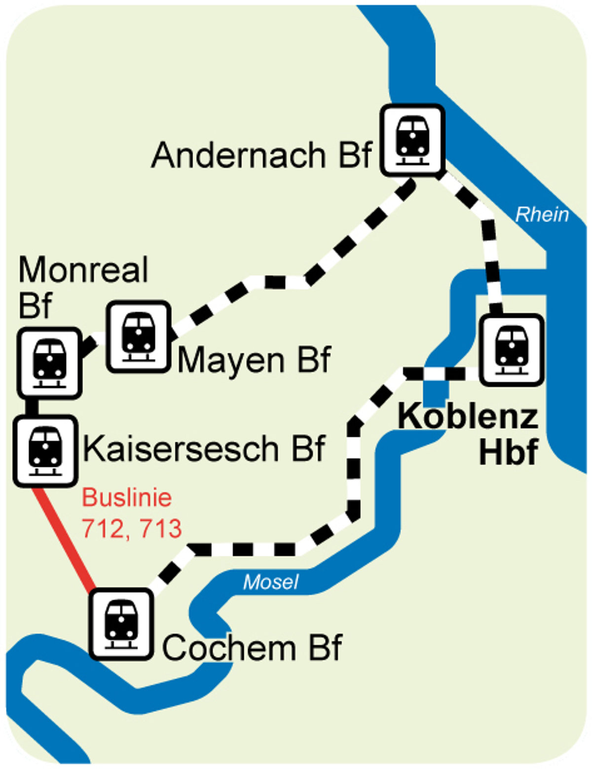 Linienskizze Bus- und Bahnverbindung