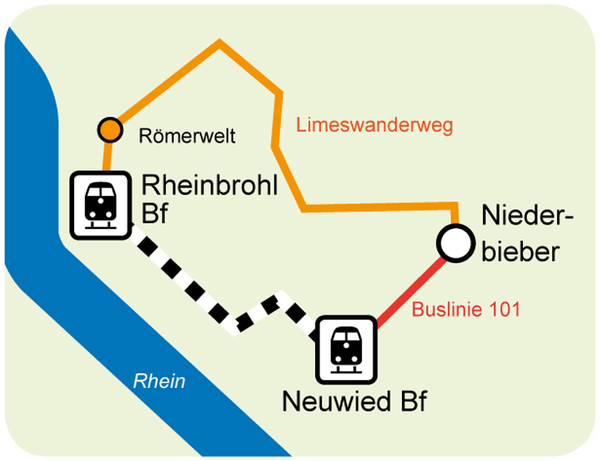 Linienskizze Bus- und Bahnverbindung