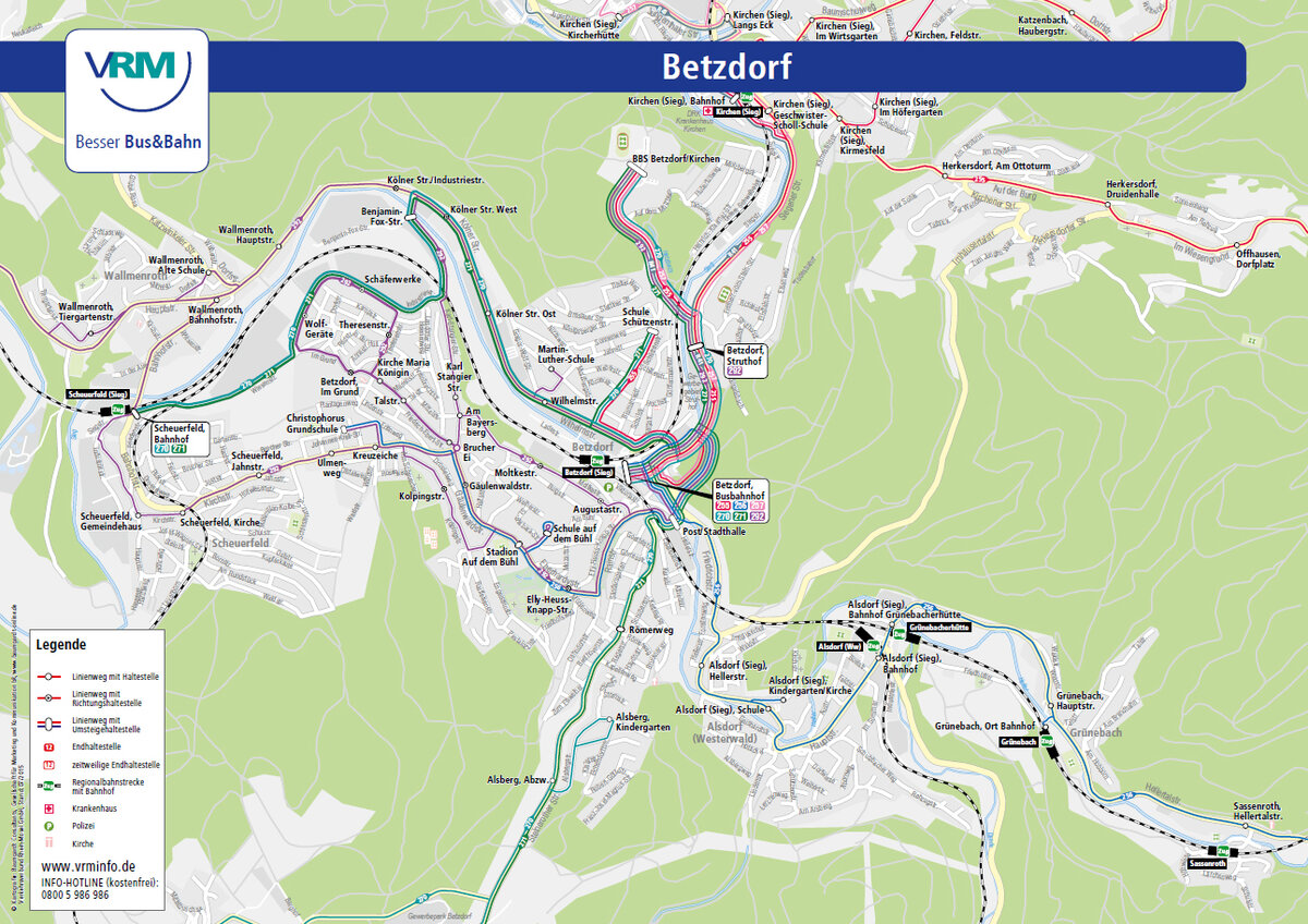 Topographischer Stadtnetzlinienplan Betzdorf